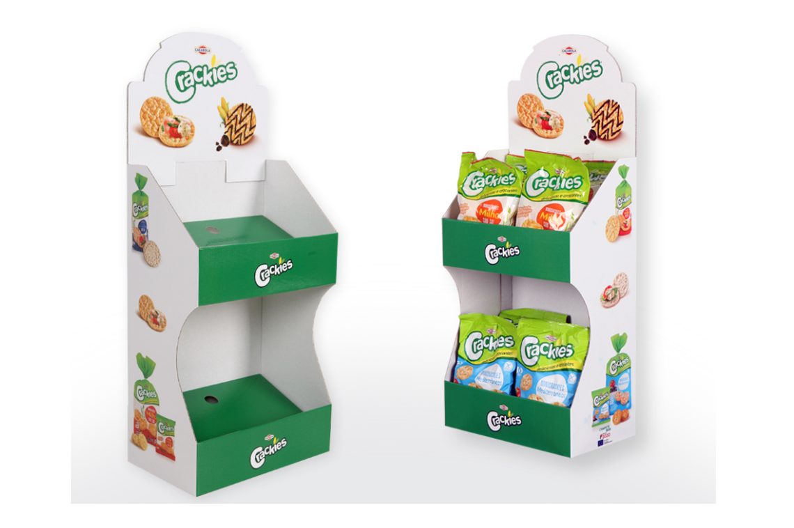 EXPOSITOR DE BALCÃO COM DUAS PRATELEIRAS - CRACKIES