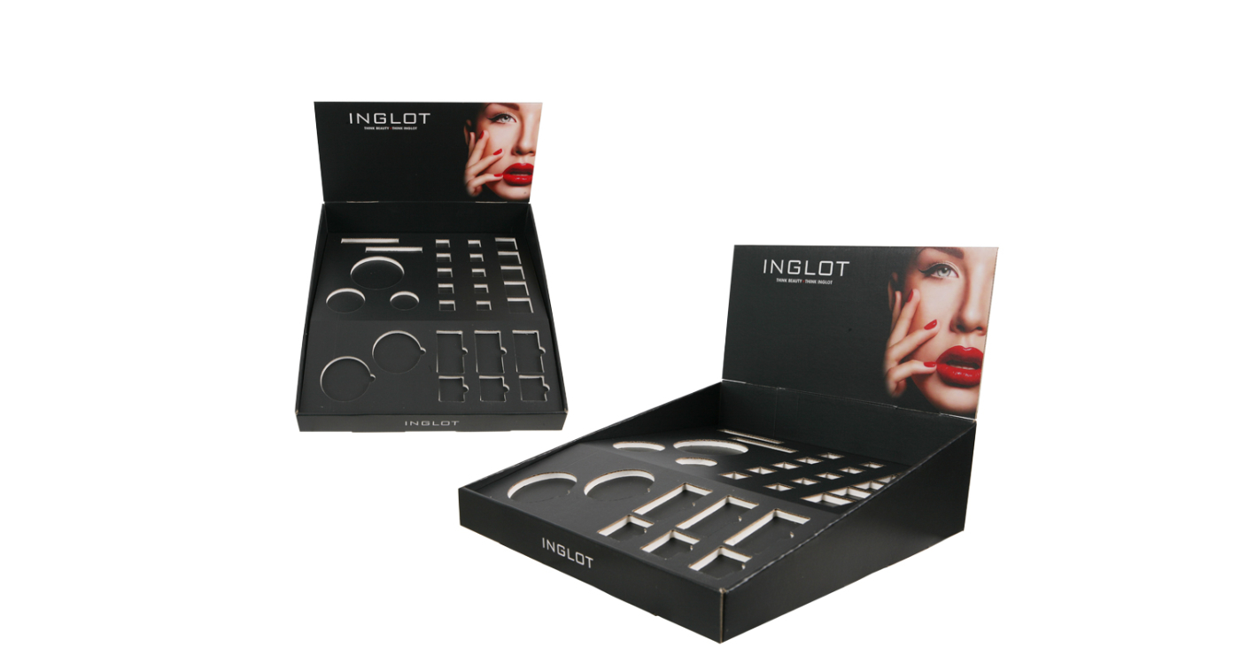 EXPOSITOR DE BALCÃO EM CARTÃO COM INLAY - INGLOT AVEIRO