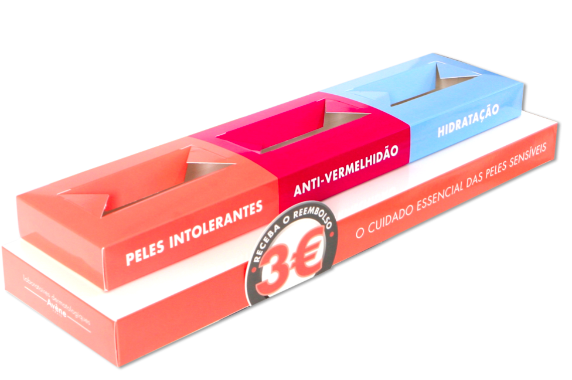EXPOSITOR BALCÃO TIPO BLOCO PARA 3 PRODUTOS - AVÈNE
