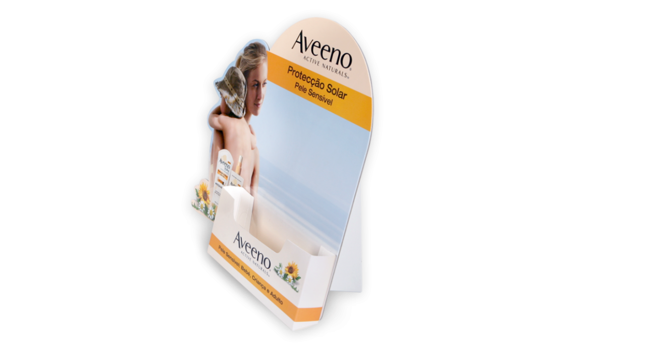 EXPOSITOR DE BALCÃO PARA FOLHETOS - AVEENO