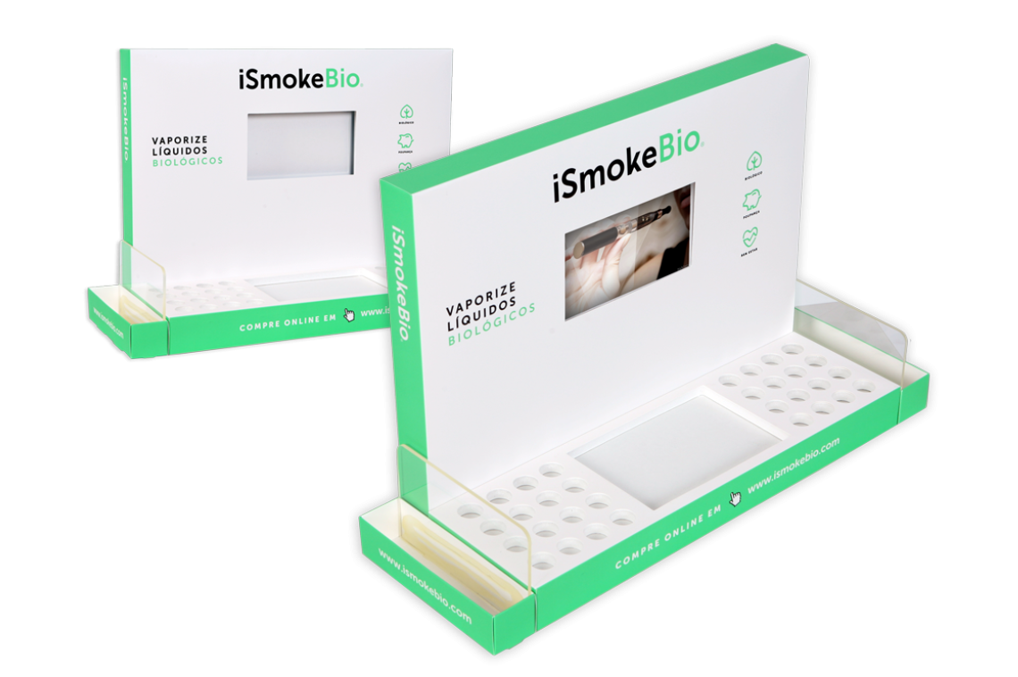 EXPOSITOR DE BALCÃO COM TABLET - ISMOKEBIO