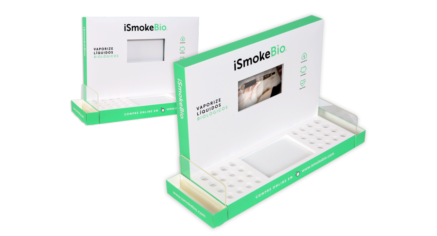 EXPOSITOR DE BALCÃO COM TABLET - ISMOKEBIO